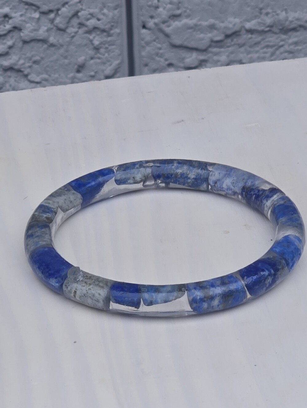 Lapis Lazuli Bangle Bracelet - Blue Gemstone Bangle Bracelet